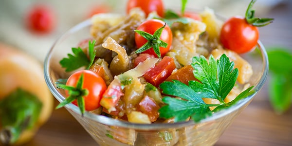 AUBERGINE PEPPER SALAD WITH BALSAMIC DRESSING
