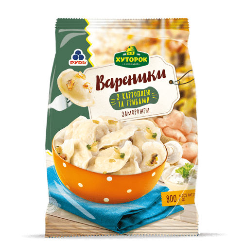 Продукція «Вареники з картоплею та грибами»