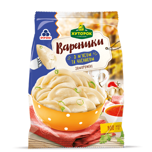 Продукція «Вареники з м’ясом та часником»