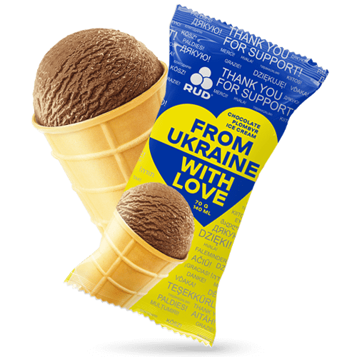 “From Ukraine with Love” Chocolate Plombyr Ice Cream in Wafer Cup