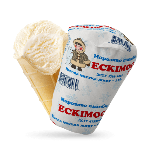 Морозиво у вафельному стаканчику «Ескімос» від ТМ «Рудь»