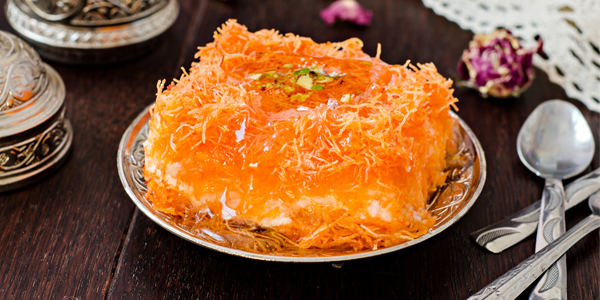 Saganaki: Kadaif dough with feta cheese
