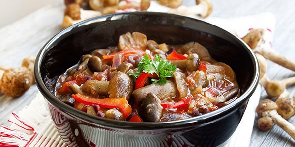 Stewed Vegetables with Button Mushrooms in Sour Cream Sauce