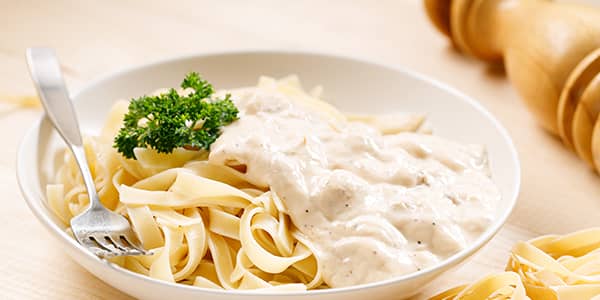 Pasta with Cream Sauce, Nuts and Herbs