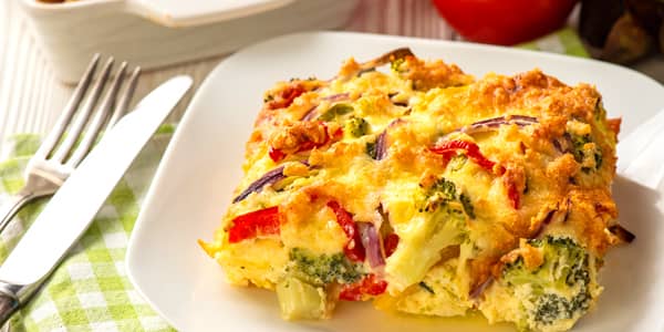 Oven-baked vegetable and cheese casserole
